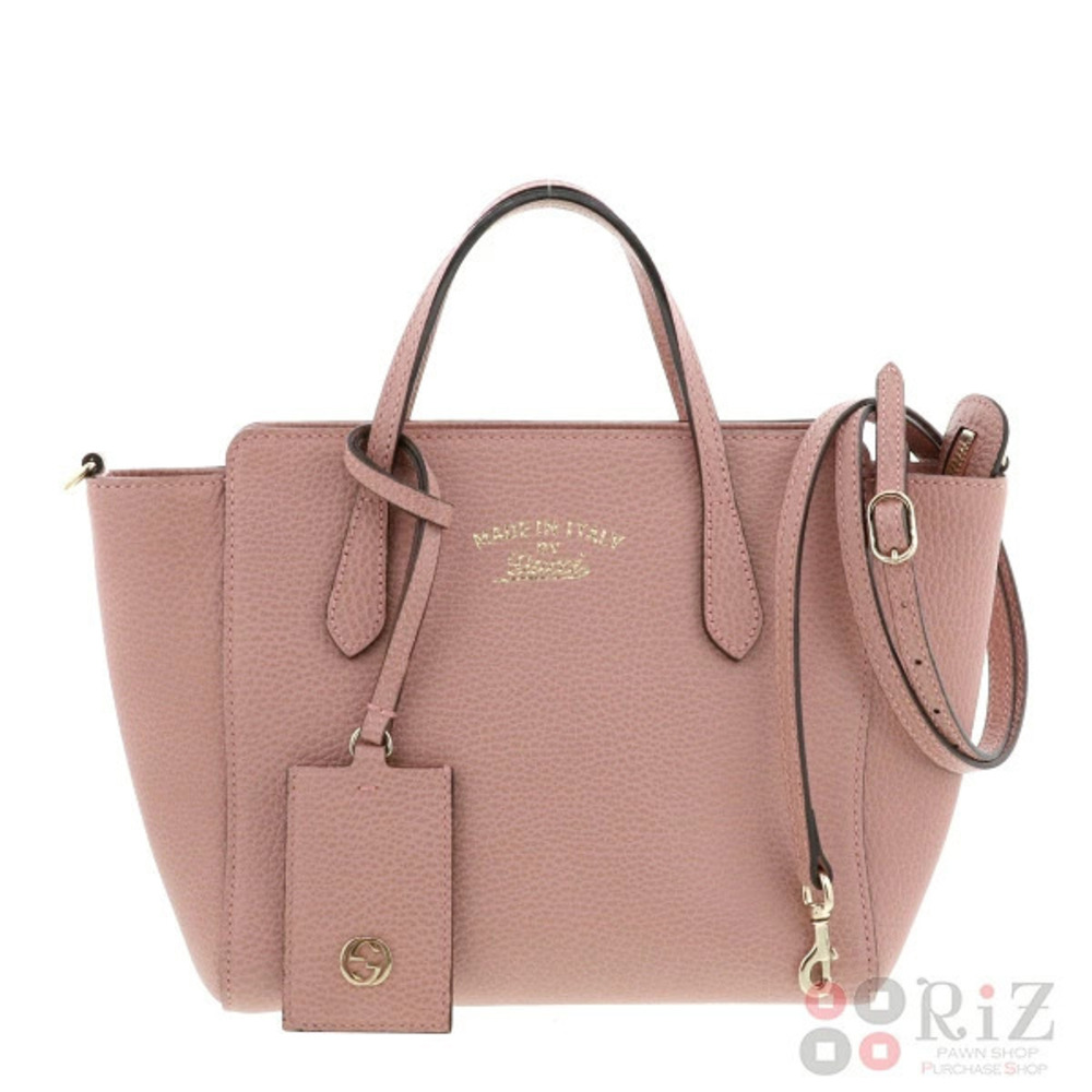 GUCCI Leather Top Handle Bag Handbag Swing Pink